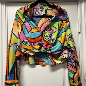 🎨 Live 4 Truth Cropped Button-Up Jacket / Top – Size L 🎨